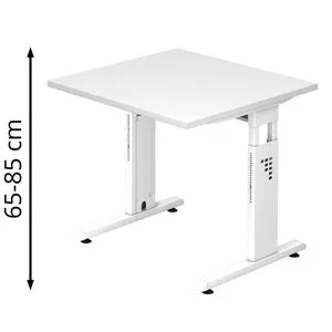 Hammerbacher Schreibtisch O-Serie, höhenverstellbar in Weiß von Hammerbacher