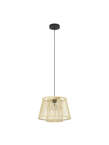EGLO Hängeleuchte HYKEHAM - Elegante Esszimmerlampe aus Bambus - Lampen: Stilvolle Hängeleuchte mit E27 Fassung aus natürlichem Bambus, ideal für eine warme Atmosphäre in Ihrem Esszimmer.