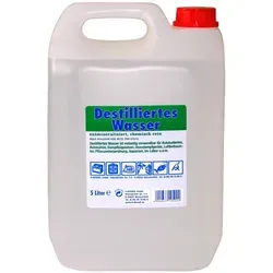 Kerndl Destilliertes Wasser 5 l - Vielseitig einsetzbar - Praktischer 5 l Kanister mit demineralisiertem Wasser für Anwendungen in Labor, Technik und Haushalt. Ideal für Autobatterien, Dampfbügeleisen und Aquarien.
