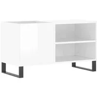 vidaXL Plattenschrank Hochglanz-Weiß 85x38x48 cm - TV-Schrank für Schallplatten, stilvolles Design in Hochglanz-Weiß mit stabilen Eisenbeinen und viel Stauraum für deine LP-Sammlung.