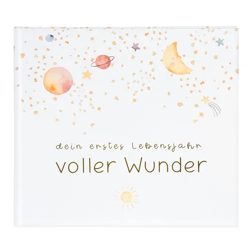 goldbuch Babytagebuch Voller Wunder Weltraum Weiß in weiß von Goldbuch