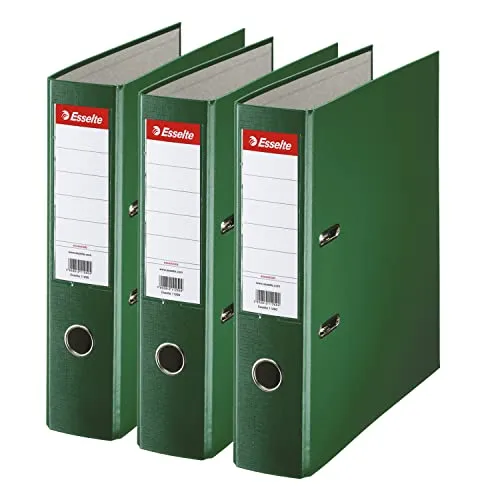 Esselte Ordner breit, DIN A4, 3er Pack, 7,5 cm Rückenbreite, Kunststoff-Ordner, Grün, 624293