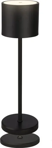 B.K.Licht LED Tischlampe kabellos IP44 - Elegante Tischlampe in Schwarz mit 3-Stufen-Dimmer für individuelle Helligkeit. Ideal für Innen und Außen, spritzwassergeschützt und mobil dank Ladestation.