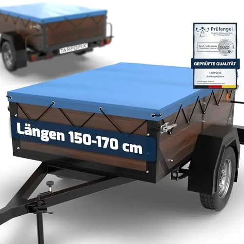 Tarpofix® Anhänger Plane 150x105 cm inkl. Planenseil | Anhängerplane Flachplane aus PVC PLANENMATERIAL | Verstärkte HP DDR Hänger Abdeckplane für Diverse PKW Autoanhänger | Abdeckung Blau