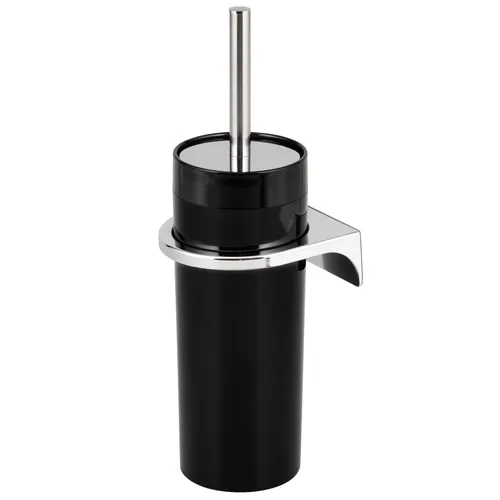 bremermann WC-Garnitur Savona mit Wandhalterung - Stilvolle WC-Bürstenhalterung in Schwarz, mit hygienischem Edelstahlgriff und einfachem 2-Wege-Montagesystem für flexibles Anbringen.