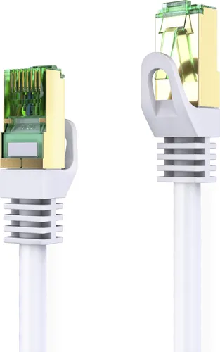 LAN Kabel 5m Cat.7 Rohkabel Patchkabel (S/FTP) Netzwerkkabel mit Cat5 RJ45 Stecker weiß (1x)