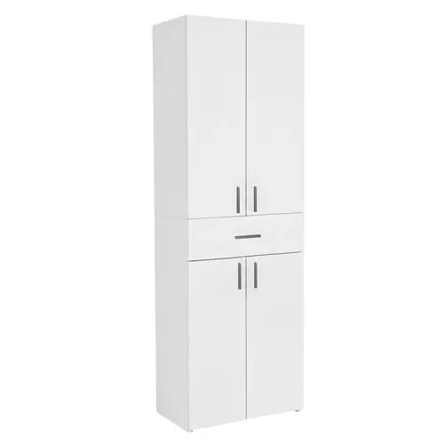 Badschrank Hochschrank Weiß 45x27,4x170,1 cm mit Schublade und Regalen