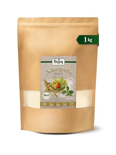 Biojoy BIO-Ashwagandha Pulver (1 kg), Ashwagandha Wurzel gemahlen, Indischer Ginseng (Withania Somnifera)