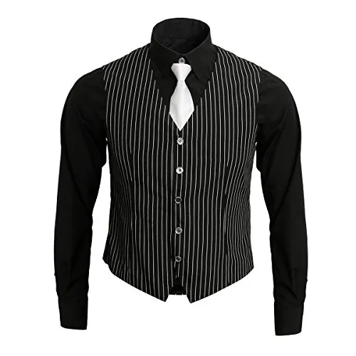 Nofonda 1920er Gangsterhemd für erwachsene Männer, Weste und Krawatte, 20er Kostüm-Outfit, Anzug, Vintage Gangsterboss-Kostüm