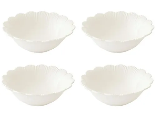 EasyLife Müslischüssel Fleuri Bianco, Porzellan, Spülmaschinengeeignet, Weiß, Blüte, H: 5.5cm