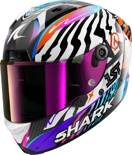 Shark Aeron Speed-Fancy Integralhelm - Schwarz/Weiß/Orange - XL - Hochwertiger Integralhelm für anspruchsvolle Road Racer. Mit innovativer COVA CARBON ON VIEW & ARAMID-Struktur für optimalen Komfort und Sicherheit. Ideal für höchste Geschwindigkeiten und lange Fahrten.