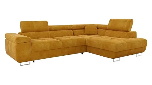 Mirjan24 Ecksofa Torezio mit Schlaffunktion - Sofas & Couches – Ecksofa mit Bettkasten, einladende Schlaffläche von 198 x 125 cm und verstellbaren Kopfstützen für optimalen Komfort.