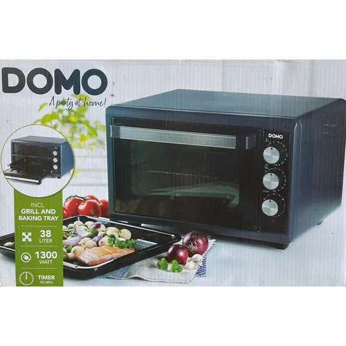 DOMO DO518GO Minibackofen mit Timerfunktion - Kompakter 38 l Minibackofen mit 1300 W Leistung, ideal für schnelle und leckere Gerichte. Ausgestattet mit Grill- und Umluftfunktion für vielseitiges Kochen.