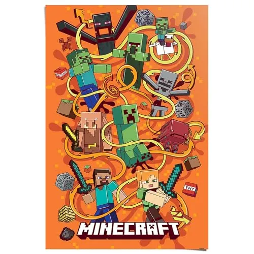 REINDERS Poster, Minecraft in orange von REINDERS