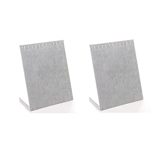 Präsentationsständer für Halsketten, Display für Schmuck in L-Form , Jewelry Organizer mit 10 Haken - Kettenständer Schmuck Organizers für Halsketten, Ohrringe & Andere Accessoires 2 Packungen (Grau)