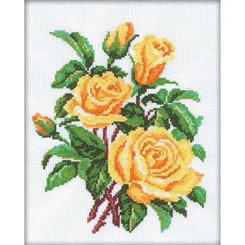 RTO Gelbe Rosen Kreuzstichset, Baumwolle, Mehrfarbig, 20x25 cm