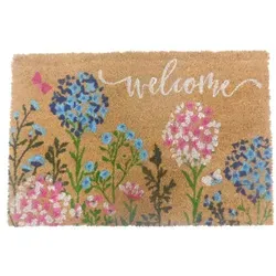 Relaxdays Kokos Fußmatte Begrüßung Weiß,Hellbraun,Pink in pink von Relaxdays