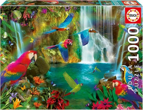 Educa Puzzle 9218457 - Tropical Parrots 1000 Teile Puzzle, große Legfläche von 68 x 48 cm für entspannende Stunden