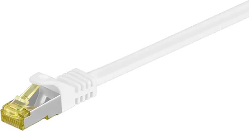 Goobay RJ45 Patchkabel CAT 6A S/FTP (PiMF), 500 MHz mit CAT 7 Rohkabel, weiß, LSZH halogenfreier Kabelmantel, RJ45-Stecker (CAT 6A), CU
