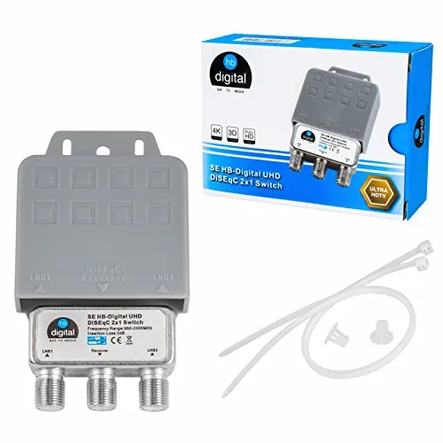 1x DiseqC Schalter SE Switch 2/1 mit Wetterschutzgehäuse HB-DIGITAL 2X SAT LNB 1 x Teilnehmer/Receiver für Full HDTV 3D 4K UHD