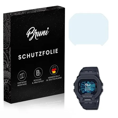 Bruni Schutzfolie kompatibel mit Casio GBD-200-1ER Folie, glasklare Displayschutzfolie (2X)