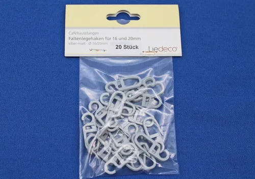 LIEDECO® Faltenlegehaken für Stilringe Ø 16/20 mm --silber-- VE: 20 -- NEU & OVP