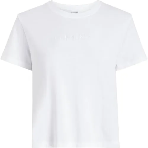 Calvin Klein Women's S/S T-Shirt Classic 2 000Qs7328E White XL - T-Shirts für Damen: Bequemes Basic Shirt aus 100% Baumwolle mit klassischem Calvin Klein Logo, ideal für Alltag und Entspannung.