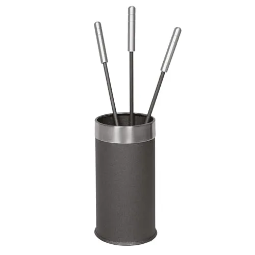raik Kaminbesteck 3-teilig, Edelstahl & Anthrazit, 30cm - Kaminbesteck aus Edelstahl mit anthrazitfarbener Beschichtung, inklusive Schürhaken, Schaufel und Besen, ideal für eine stilvolle und praktische Kaminpflege.