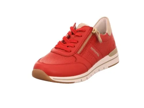Remonte Damen R6705 Sneaker Low, rot 33-39 EU - Damen-Sneaker aus echtem Leder mit Komfortweite, herausnehmbarer Einlegesohle und extra weichem Fußbett für optimalen Tragekomfort.