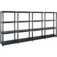 vidaXL Lagerregal mit 4 Böden Schwarz – Robustes Kunststoffregal für vielseitige Nutzung - Werkstatteinrichtung: Vielseitig einsetzbares Regal aus robustem Kunststoff, ideal für Ordnung in jedem Raum. Perfekt für Bücher, Dekoration oder Pflanzen.
