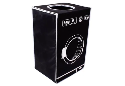 TE-Trend Wäschesortierer 50 l - Faltbarer Wäschekorb mit Deckel - Wäschesortierer in elegantem Schwarz, faltbar und platzsparend, ideal für kleine Nischen und bietet eine praktische Abwurföffnung für einfache Handhabung.