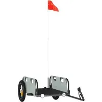 vidaXL Fahrradanhänger Grau, Lastenanhänger mit Reflektoren - Fahrradanhänger aus robustem pulverbeschichtetem Eisen und wasserabweisendem Oxford-Gewebe. Ideal für den sicheren Transport von Gepäck, Pflanzen oder Lebensmitteln.