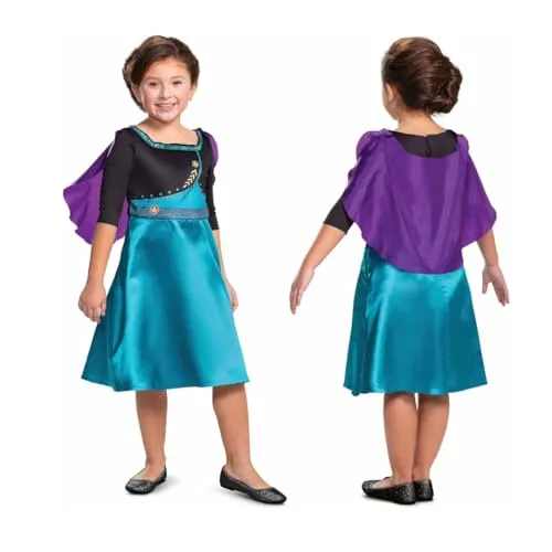 Disney Offizielles Standard Frozen Anna Kostüm Mädchen, Anna Kleid Eiskönigin, Frozen Kostüm Mädchen, Karneval Faschingskosüm Prinzessin Kostüm fur Kinder S
