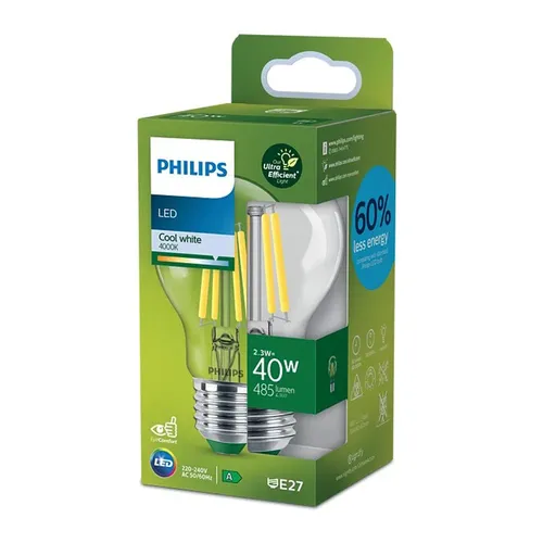 Philips LED Filament A60 Birne 2,3W = 40W E27 neutralweiß 4000K ultra effizient