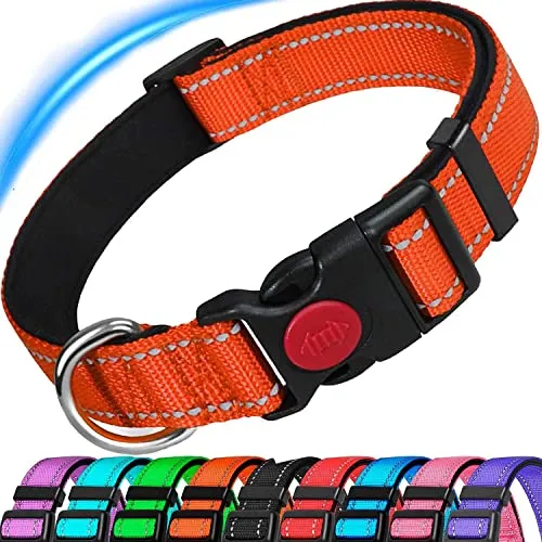 ATETEO Reflective Dog Collar,Padded Breathable Soft Neoprene Nylon Pet Collar Adjustable for Extra Large Dogs