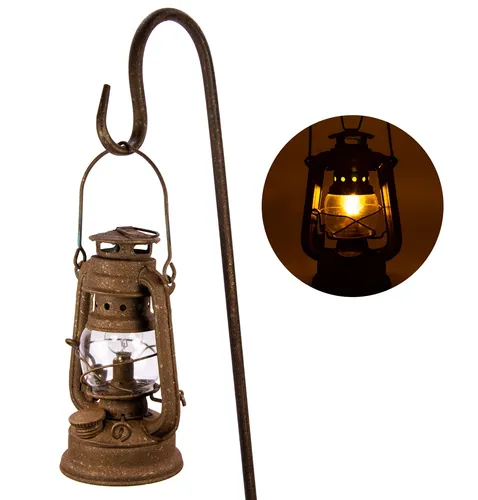 LED rostige Gartenleuchte zum Stellen oder Hängen - Windlicht Glas Laterne