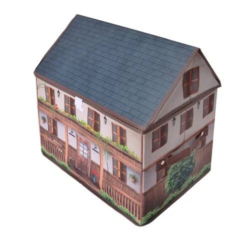 TE-Trend Spielzeugtruhe Bauernhaus Aufbewahrungsbox Spielhaus mit Deckel (1 St), Faltbares Spielhaus mit Deckel