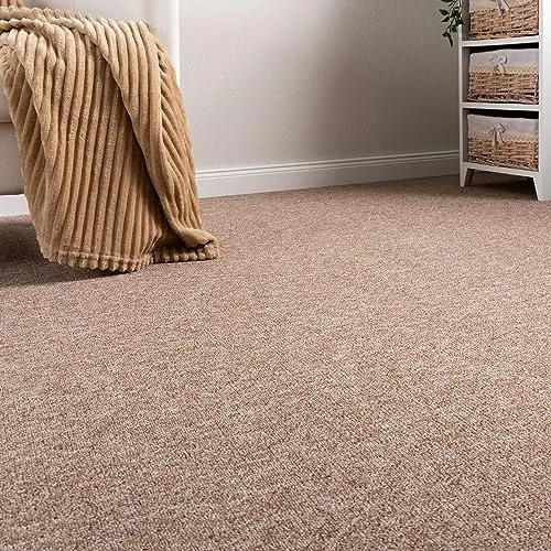 Steffensmeier Schlingen Teppichboden Meddon XL Meterware | Auslegware für Flur Büro | 1m 2m 3m 4m 5m breit! | Beige, Größe: 400x500 cm