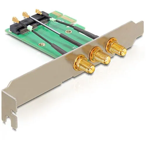 DeLOCK Mini PCI Express mit 3 RP-SMA Anschlüssen - Netzwerkkarten für stabile Verbindungen, ideal für die Erweiterung von WLAN-Funktionen in Ihrem System.