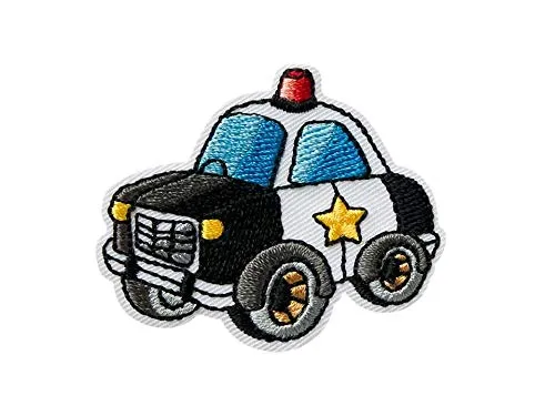 Produktbild Mono-Quick Bügelbild Aufnäher Patch Applikation zum Aufbügeln Polizeiauto 5,0 x 4,0 cm