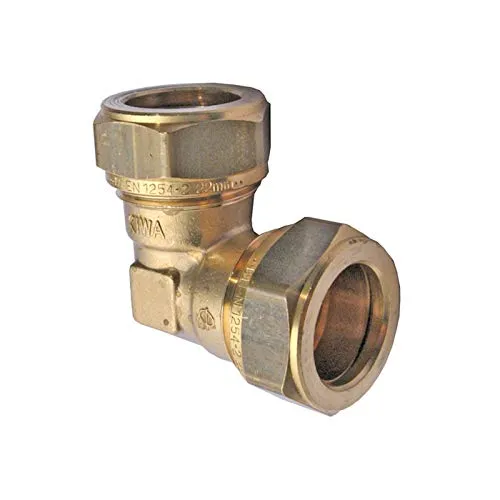 Messing Klemmverschraubung Winkel 22 x 22 mm für Kupferrohre