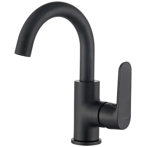 Waschtischarmatur Schwarz DIMA Hoch Wasserhahn - Moderne Hochdruckarmatur für Waschbecken, aus robustem Messing, in elegantem Matt-Schwarz. Bietet eine einfache Montage und ist wasser- und energieeffizient.