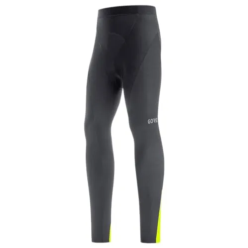 GOREWEAR C3 Thermo Tights+, Black/Neon Yellow, S - Wärmespeichernde Herren Tights für kalte Tage, mit atmungsaktivem GORE Windstopper und optimaler Passform für beste Performance beim Radfahren.