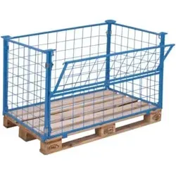 VARIOfit Palettenaufsatz Typ 64 - Stapelbare Gitterbox aus Stahl - Zubehör für Landwirtschaft, faltbar und stapelbar bis 1000 kg, ideal für die sichere Lagerung von Europaletten (120 x 80 cm)