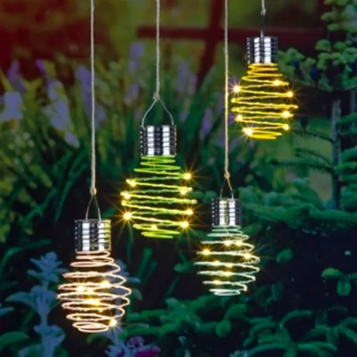 HI LED Außen-Deckenleuchte LED Solar Hängelampe Spirale Maße: ca. Ø: 9 x H: 20cm