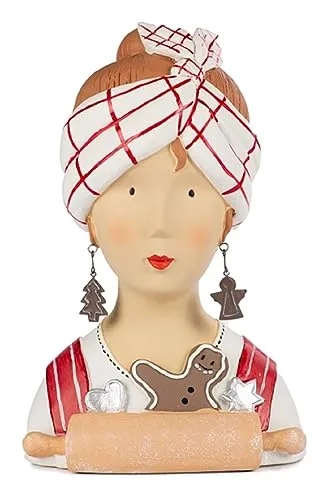 ETC Baden Import Ladykopf Dekokopf Dekobüste Dame mit Lebkuchen und Nudelholz