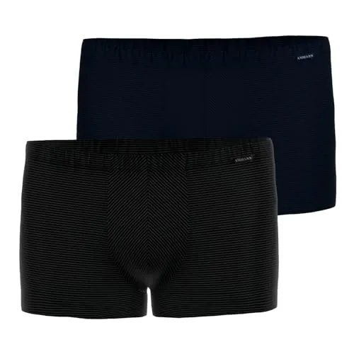 Ammann 2er Pack Herren Unterwäsche Unterhose Boxer Retro Short, Farbe:Mehrfarbig, Größe:5, Artikel:-16/90 Nightblue/schwarz