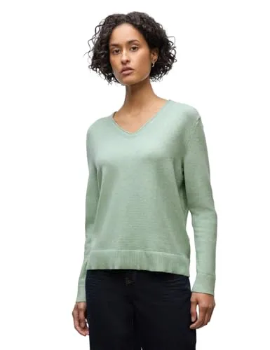 Street One Kuscheliger V-Neck Pullover Serene Green Mel. 34