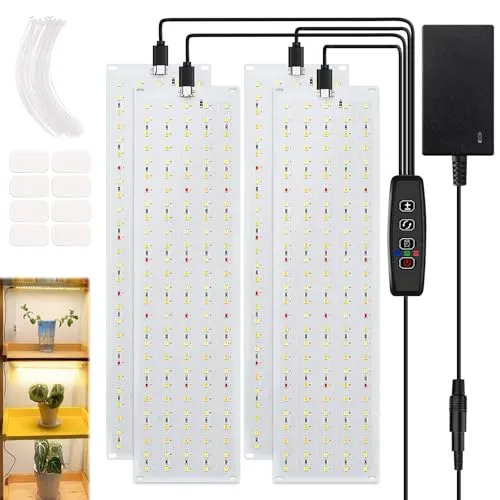 Pflanzenlampe LED Vollspektrum, 4 Panels mit 540 LEDs - Energieeffiziente Pflanzenlampe mit 3 Farbmodi und 10 Helligkeitsstufen, ideal für das Wachstum aller Pflanzenstadien in Innenräumen.