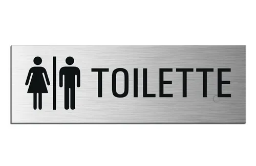 Schild Toilette Türschild 24x8 cm Aluminium Edelstahloptik